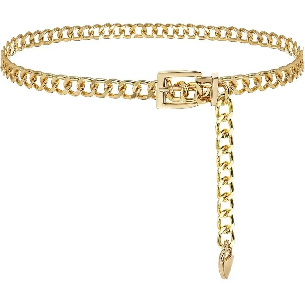 Lightweight Gold Toned Cuban Style Chain Belt